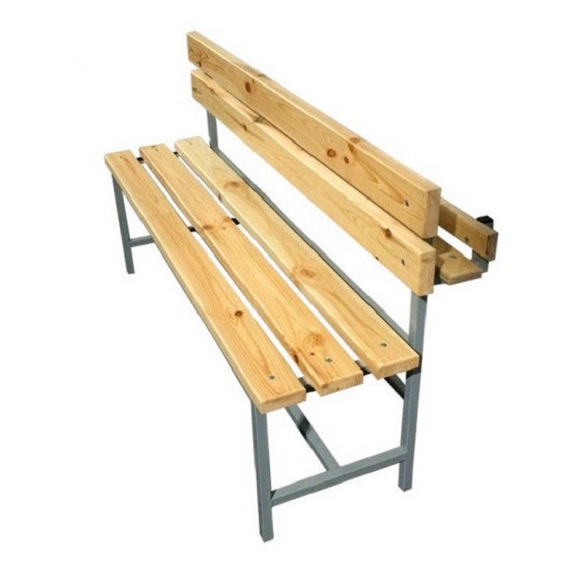 Скамейка для раздевалок со спинкой и лотком, 150 см  разборная Pioner A17191