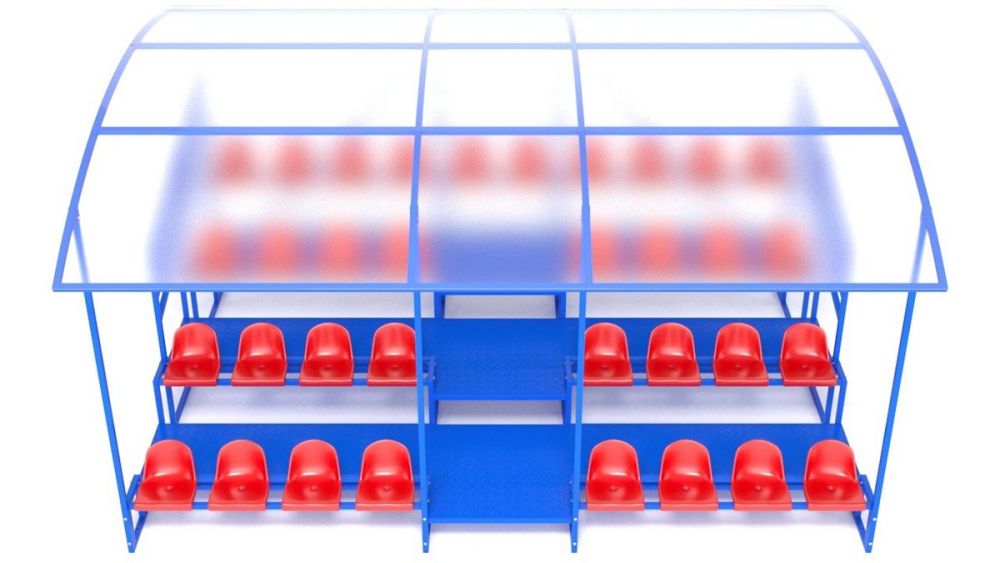 Трибуна с навесом, с ограждением, 4-х рядная  Pioner A13593