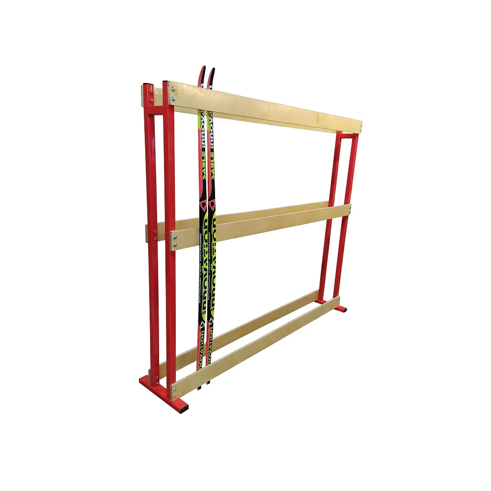 Стойка для хранения лыж, на 30 пар, с крючками, на колесах, двухсторонняя