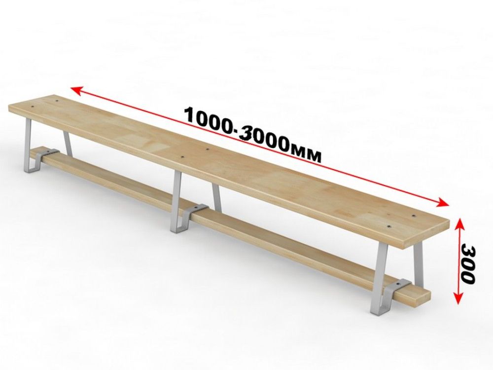 Скамейка гимнастическая с металлическими ножками Длина 150см Pioner A13679