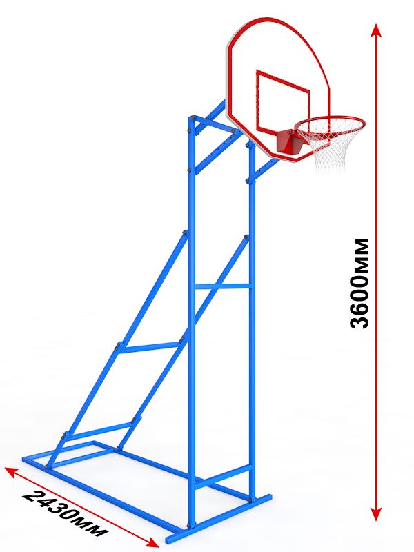 Стритбольная стойка щит из фанеры, мобильная с регулируемой высотой  Pioner A13419
