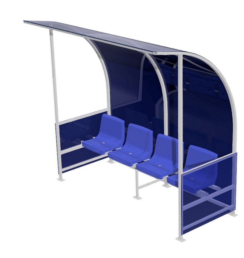 Скамейка для запасных игроков на 4 места, с козырьком  Pioner A15287