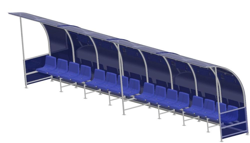 Скамейка для запасных игроков на 16 мест, с козырьком  Pioner A15278