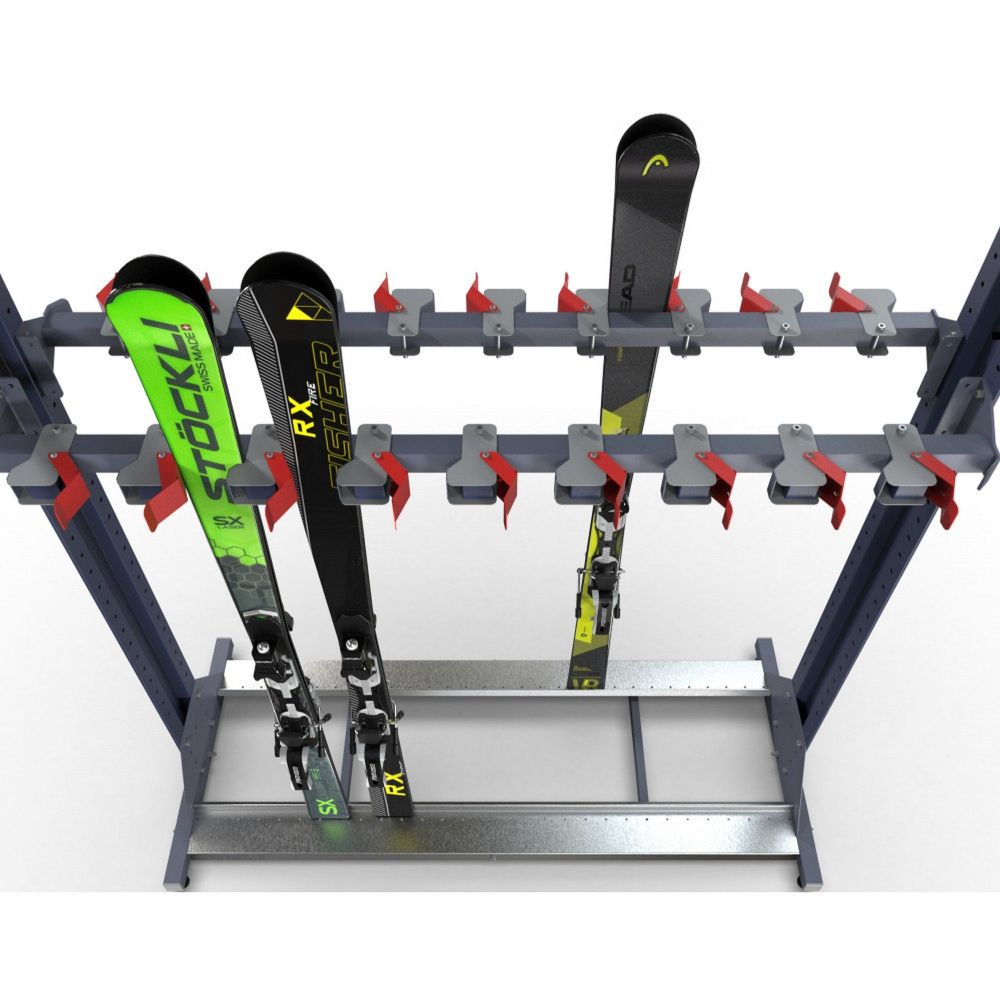Стеллаж ClipS для горных лыж, двухсторонний с полками 219х155х67см  ClipS-P-18