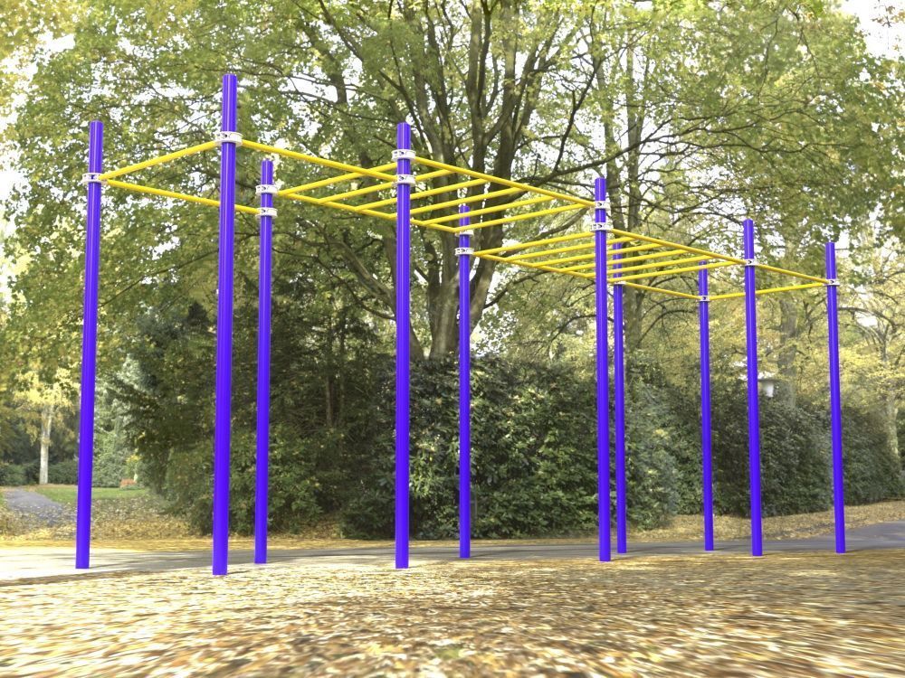 Комплекс Воркаут с рукоходом двухуровневым и 6 турниками Pioner A16685