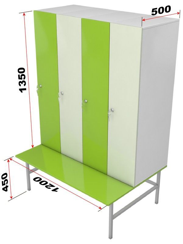 Шкаф-скамейка для раздевалок ЛДСП  Pioner A16265