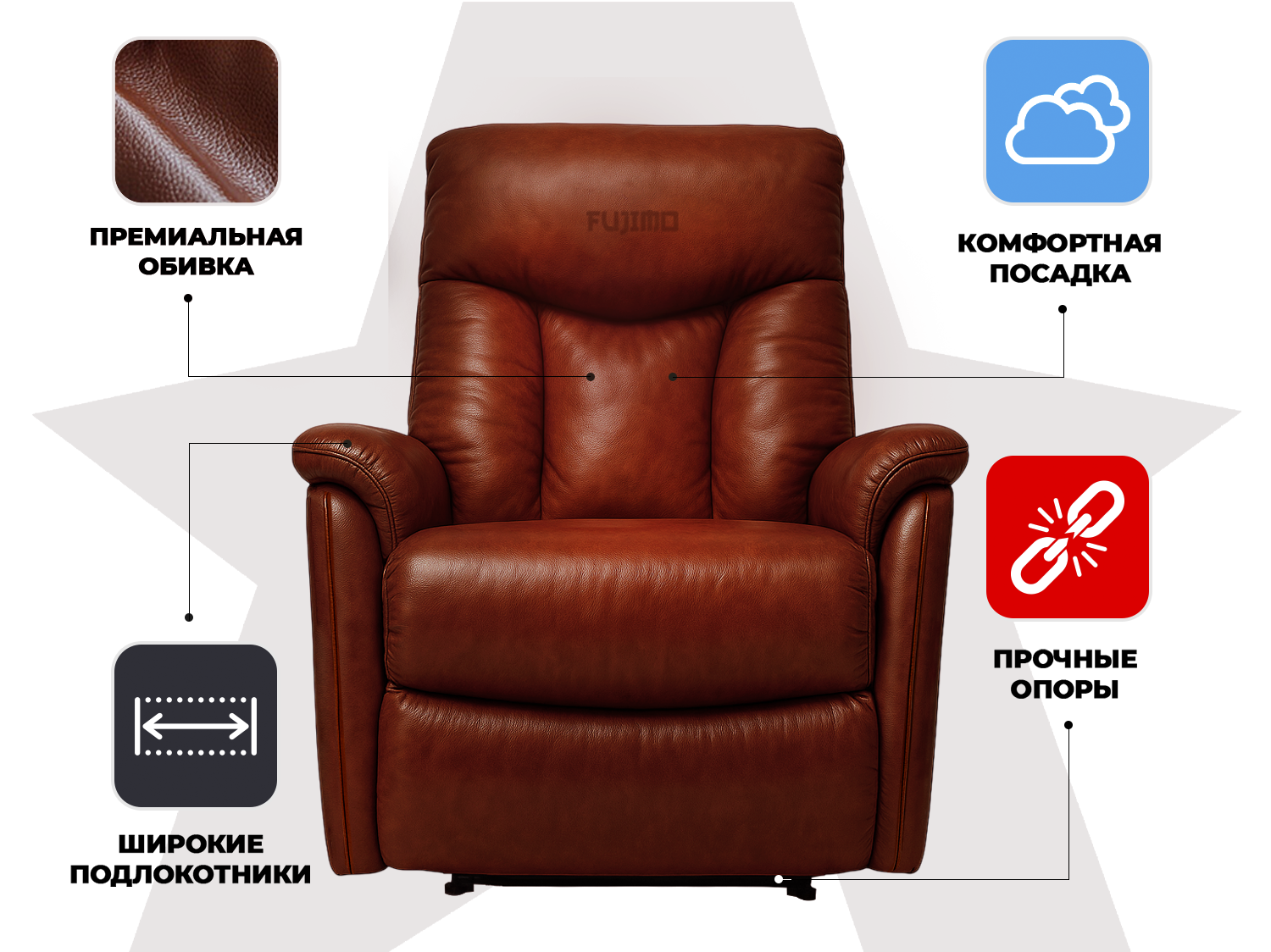 Кресло-реклайнер электрический FUJIMO DREAM EW Premium Махагон