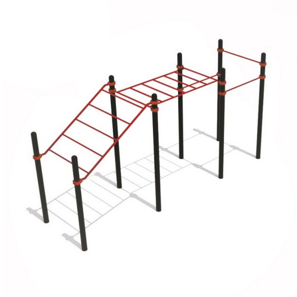 Рукоход двухсекционный с подъёмом  круглый профиль   Pioner A16038