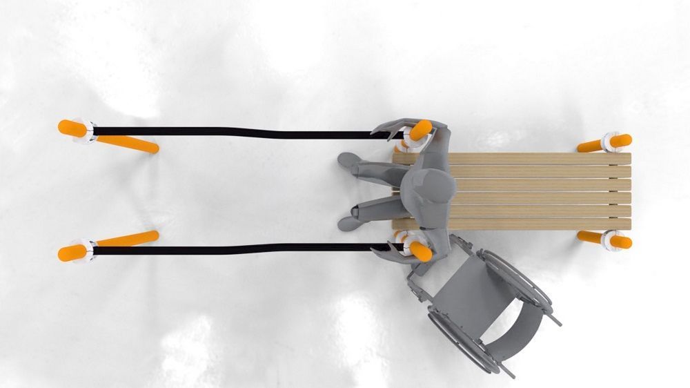 Брусья параворкаут изогнутые в подъем со скамьей Pioner A11815