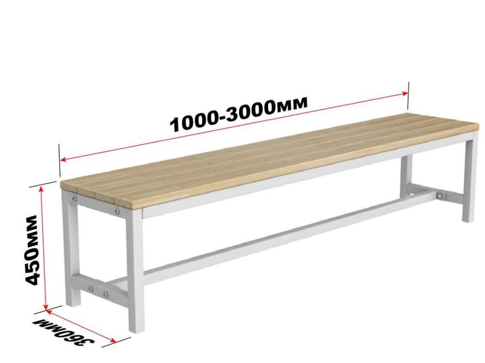 Скамейка для раздевалки без спинки разборная, 200см  Pioner A16364