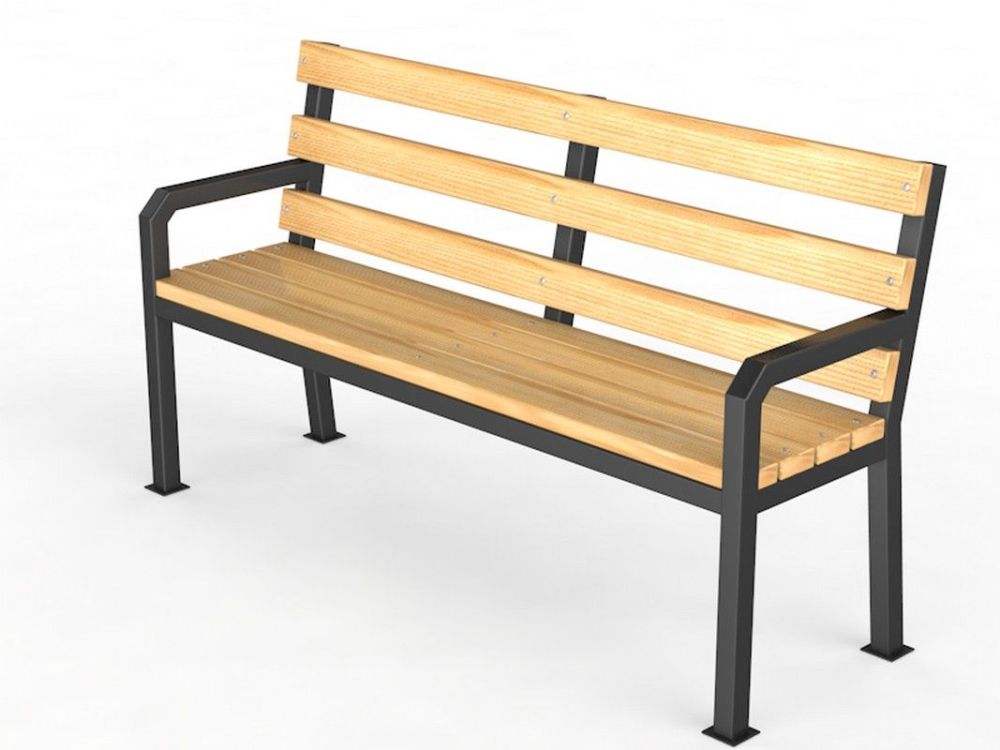 Уличная скамейка со спинкой, длина 1500 мм  Pioner A10945