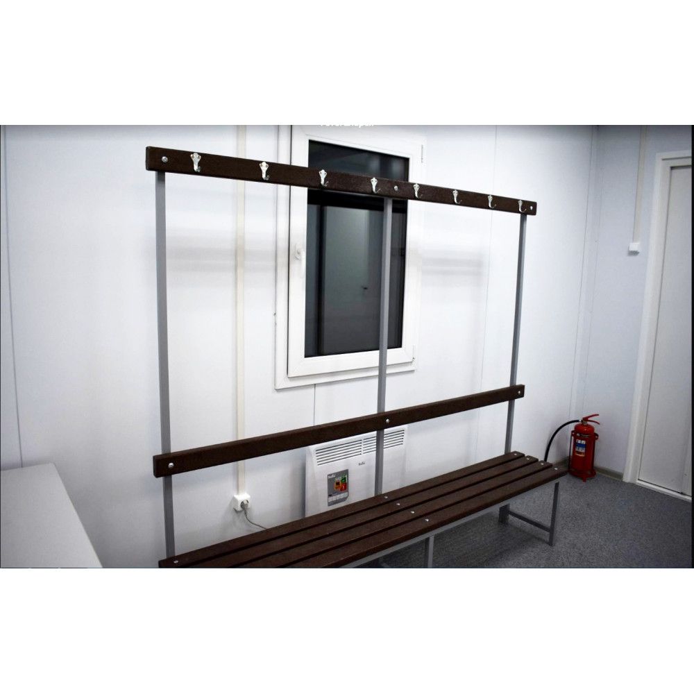 Скамейка для раздевалок с вешалкой (пластик 20 мм) 200x36х178,5см  SRV 200/40/178