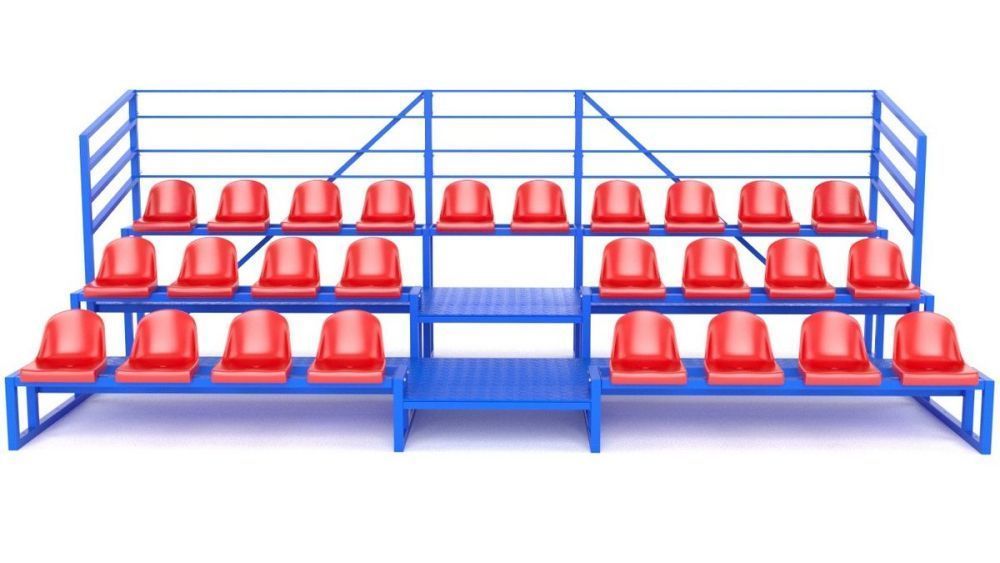 Трибуна, трехрядная, с ограждением  Pioner A13600