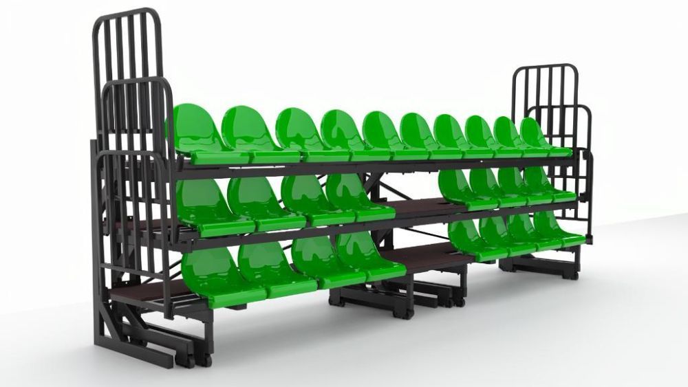 Трибуна трехрядная 26 мест телескопическая с ограждениями Pioner A2506398