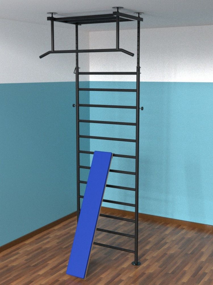 Шведская стенка враспор с регулировкой высоты  и доской наклонной  Pioner A16166