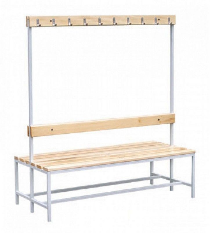 Скамейка для раздевалок двусторонняя с вешалками  Pioner A15750