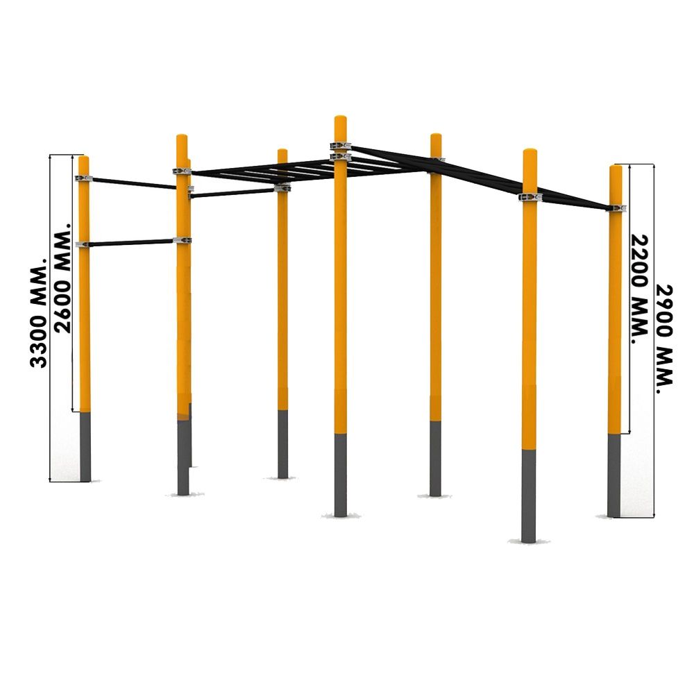 Рукоход двухсекционный с подъёмом и 3 турника Pioner A17239