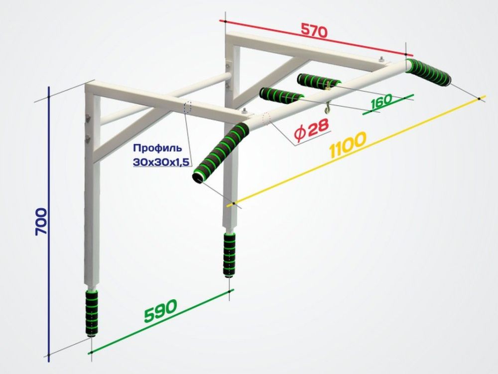 Турник-брусья разборный, серый Pioner A17164