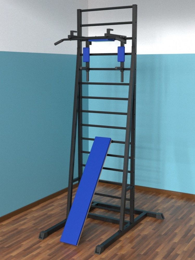 Шведская стенка напольная разборная  с брусьями 3 в 1 и доской Pioner A16195