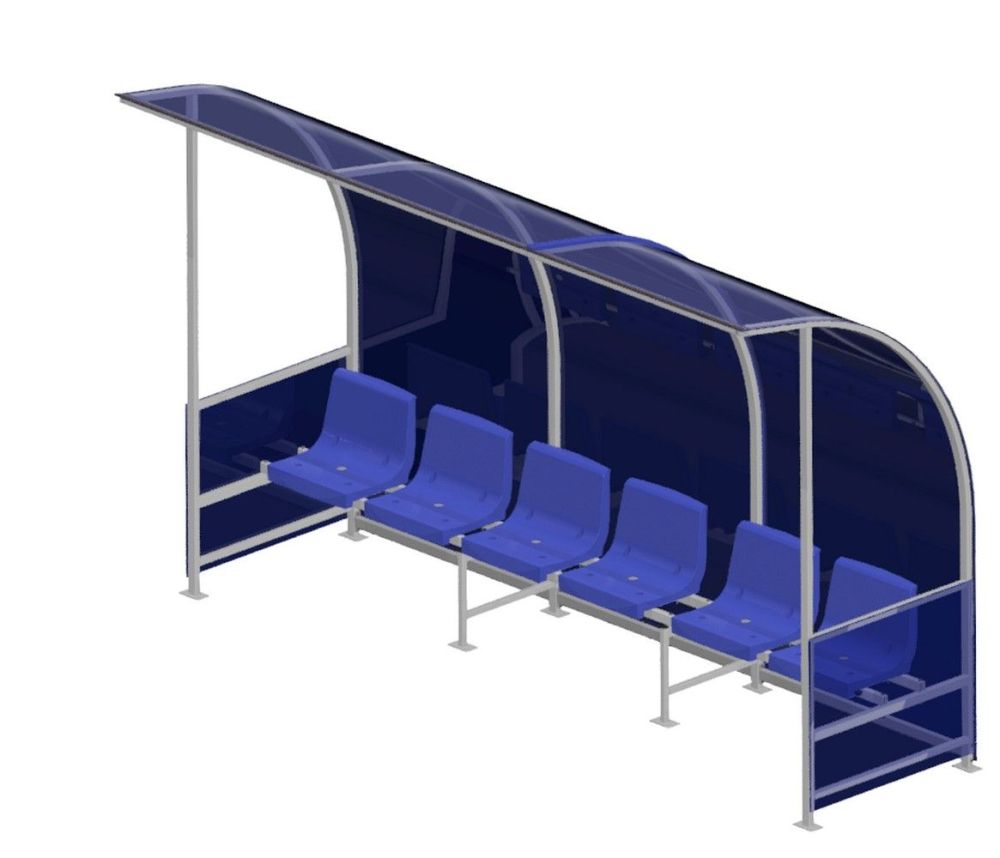 Скамейка для запасных игроков на 6 мест, с козырьком  Pioner A15283