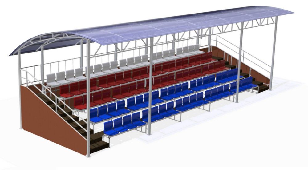Сборно-разборная трибуна на 100 мест с подтрибунным пространством  Pioner A15286