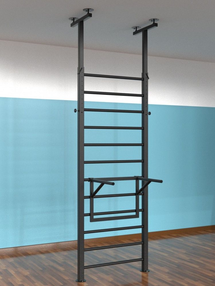 Шведская стенка враспор с регулировкой высоты и брусьями Pioner A16208