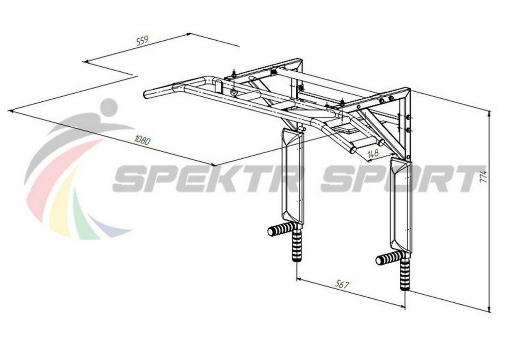 Турник-брусья-пресс разборный с доп. хватами, белый Pioner A17170