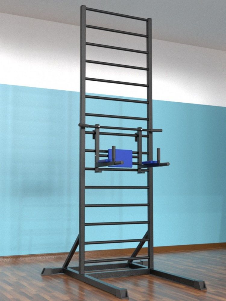 Шведская стенка напольная цельносварная с брусьями 3 в 1 Pioner A16192