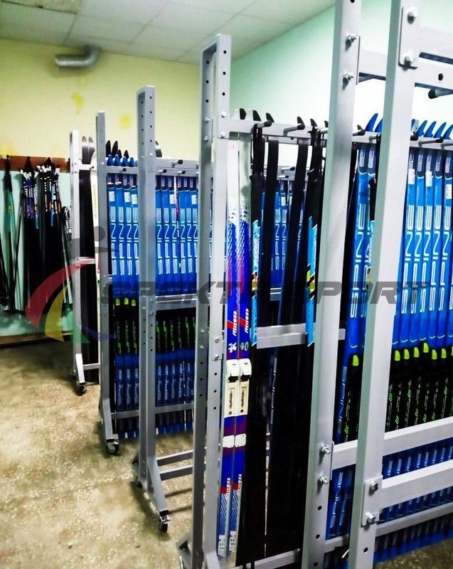 Стеллаж для лыж мобильный + вешалка для палок на 42 пары   Pioner A14374