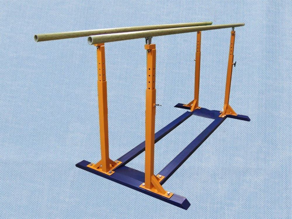 Брусья гимнастические мужские массовые со стеклопластиковыми жердями, ошпоненными красным  Pioner A14722