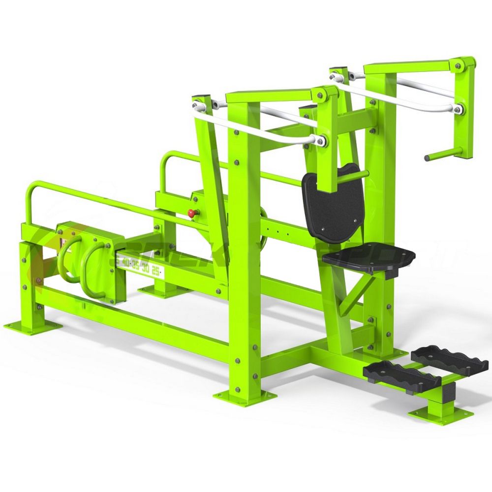 Уличный силовой тренажер для тренировки грудных мышц путем жима вперед из положения сидя Pioner A16996