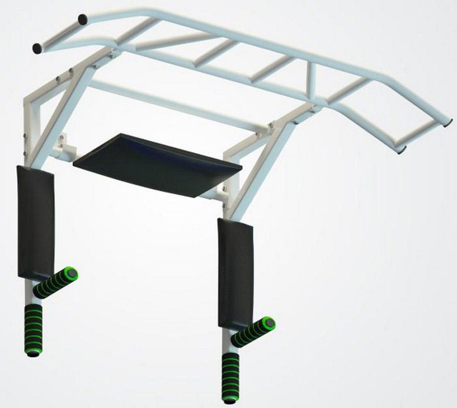 Турник-брусья-пресс разборный с доп. хватами, белый Pioner A17170