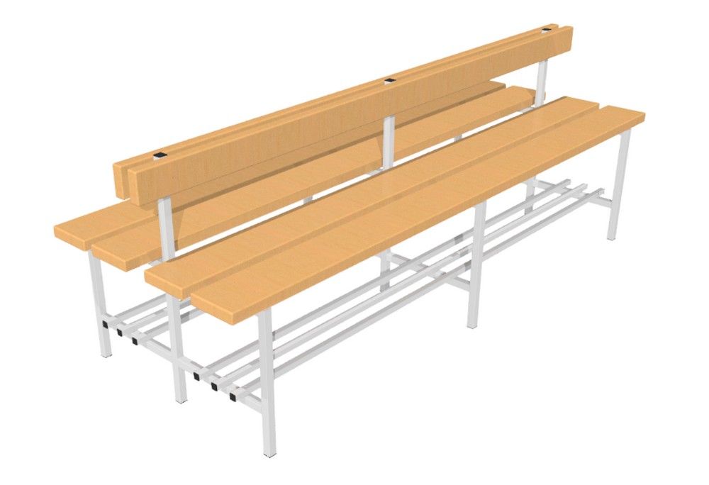 Скамья для раздевалок двухсторонняя со спинкой 200cм Pioner A17861