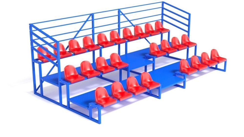 Трибуна, трехрядная, с ограждением  Pioner A13600