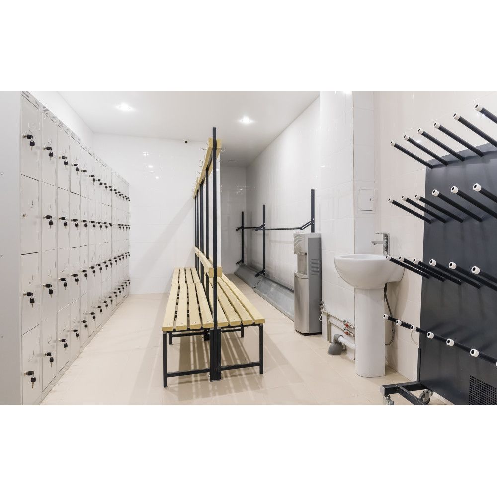 Скамейка для раздевалок с вешалкой (пластик 20 мм) 150x36х178,5см  SRV 150/40/178