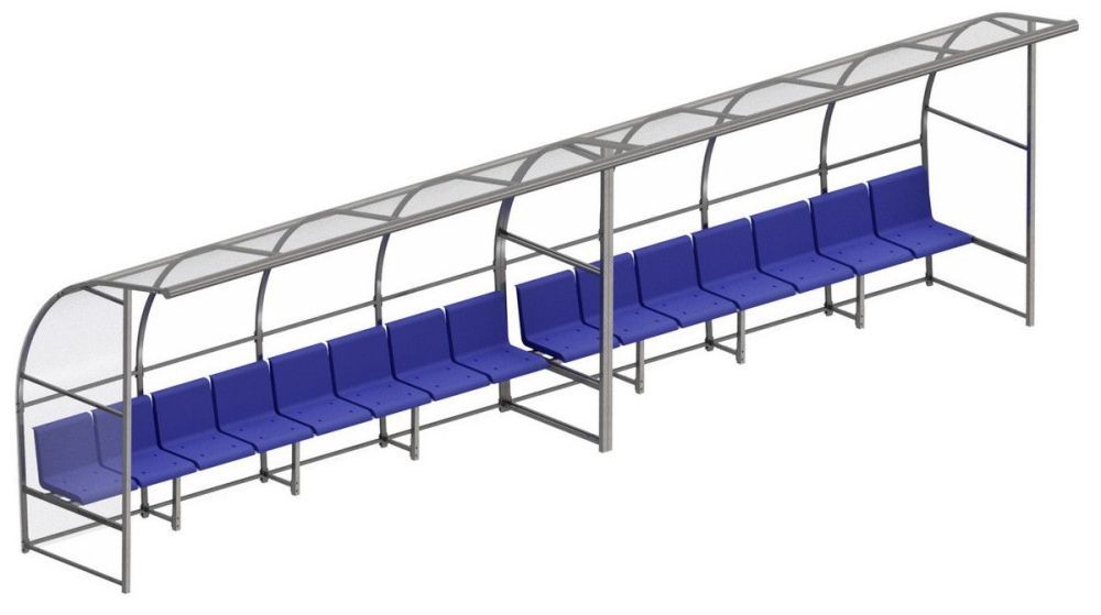 Скамейка для запасных игроков с навесом на 15 посадочных мест  Pioner A14459