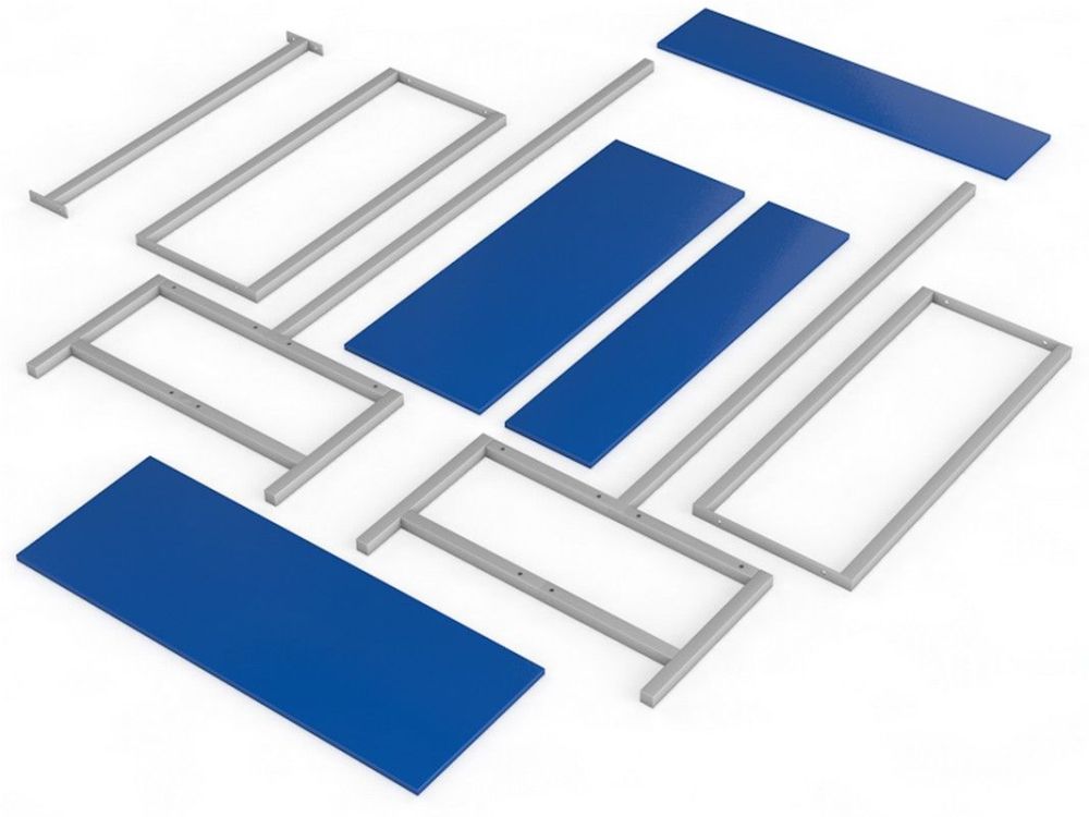 Скамейка для раздевалки двухстороняя с вешалкой, настил ЛДСП, 300см  Pioner A16337