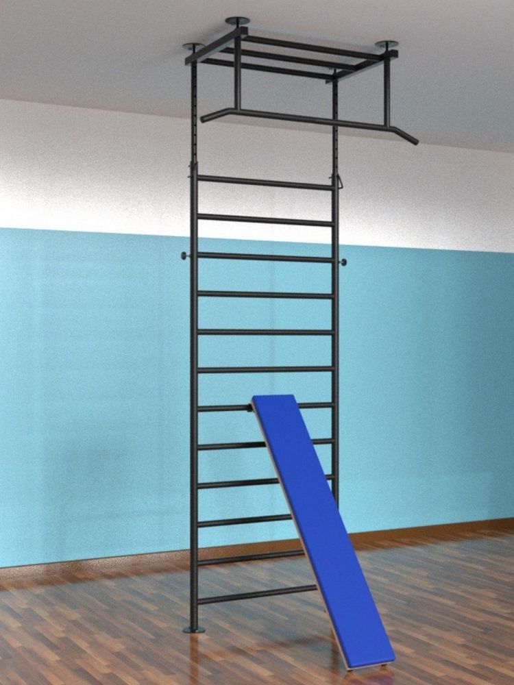 Шведская стенка враспор с регулировкой высоты  и доской наклонной  Pioner A16166