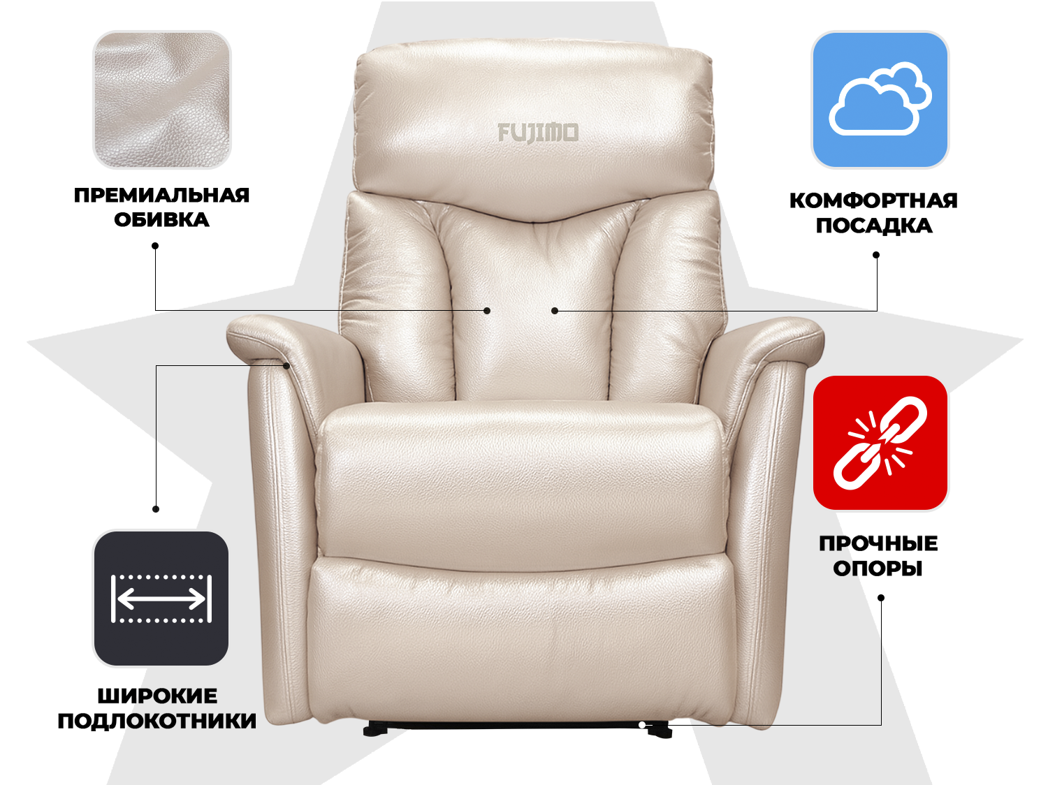 Кресло-реклайнер электрический FUJIMO DREAM EW Premium Перламутр