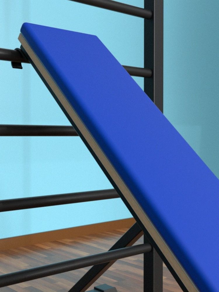 Шведская стенка напольная цельносварная с брусьями 3 в 1 и доской Pioner A16191