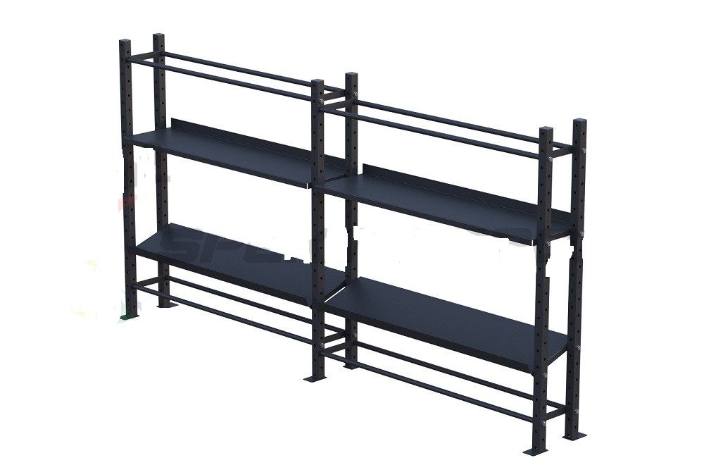 Модульный стеллаж для гантелей, гирь и медболов 378х43х195 (2 секции) Pioner A12227