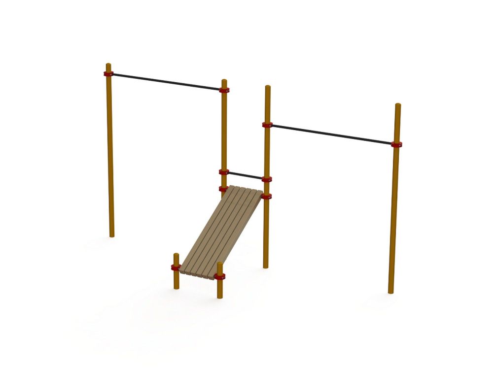 Турники разновысотные Воркаут с лавочкой для пресса Pioner A16885