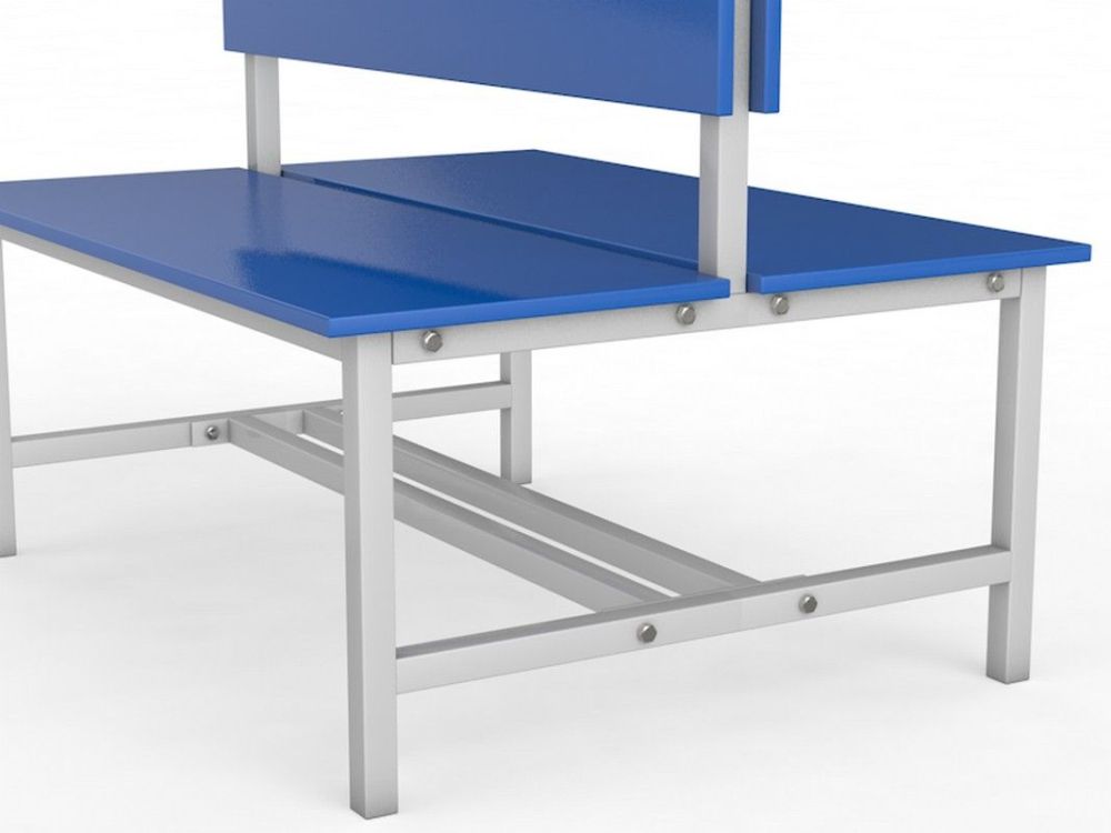 Скамейка для раздевалки со спинкой. Двухсторонняя. Настил ЛДСП. 50см  Pioner A16256