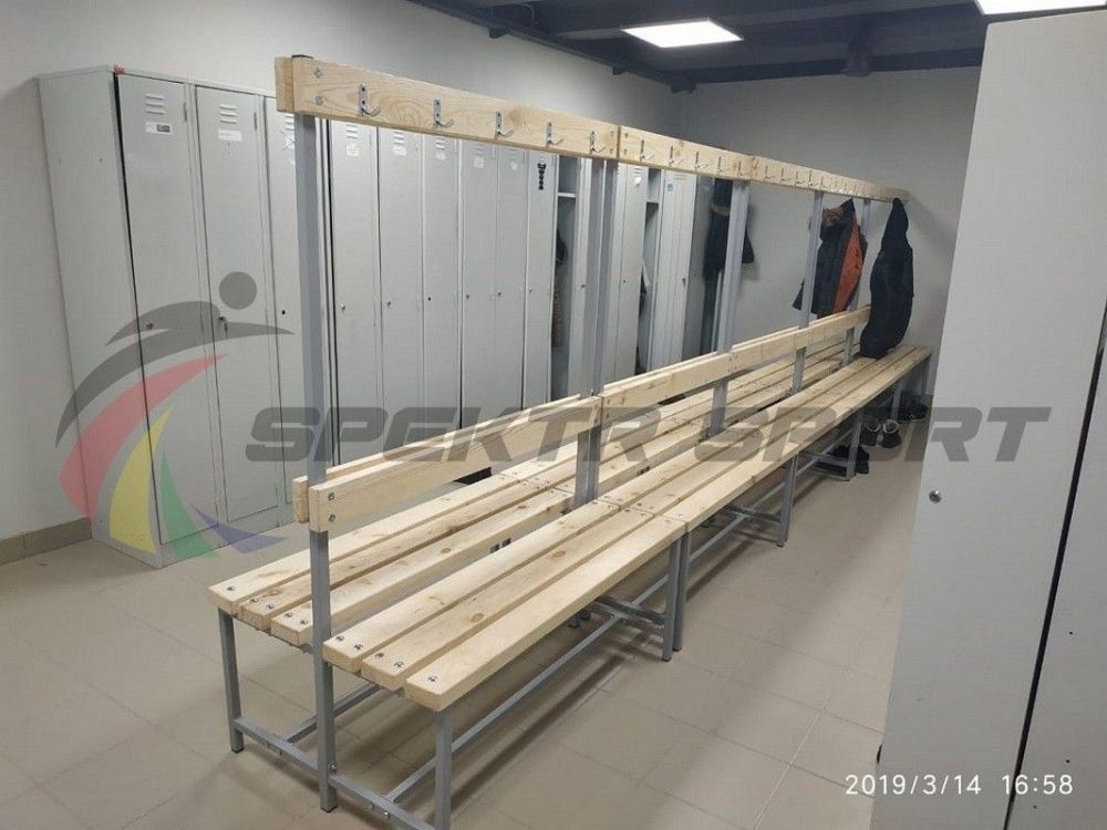 Скамейка с вешалкой для раздевалок двухсторонняя, 200 см  разборная Pioner A17236