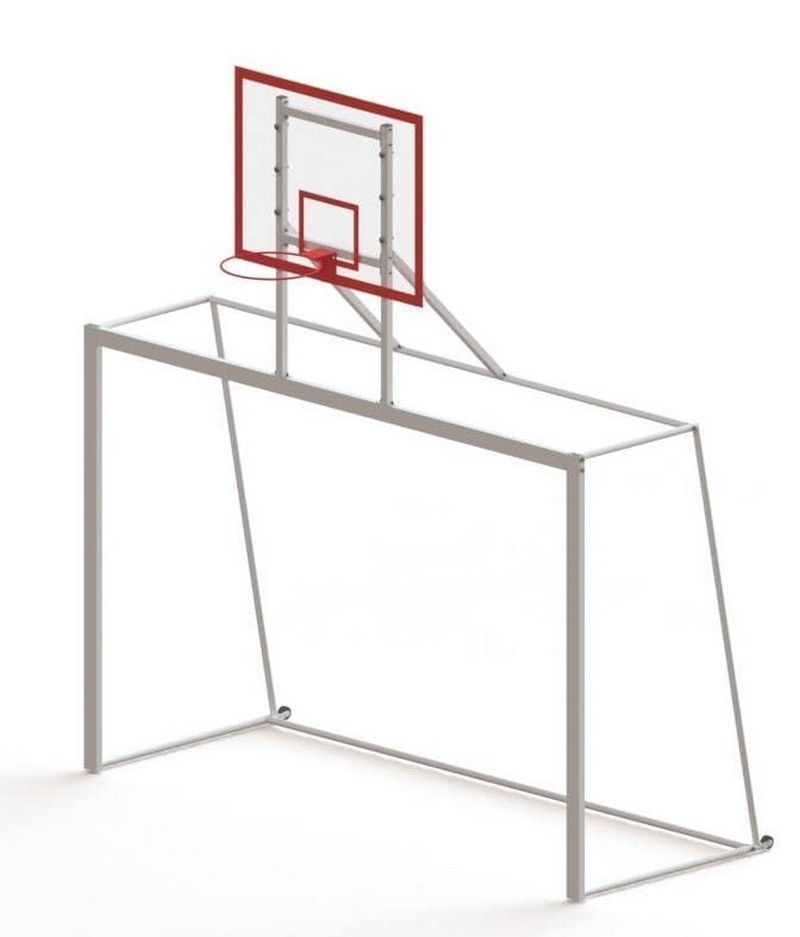 Ворота мини-футбольные с баскетбольным щитом из оргстекла и кольцом Pioner A14418