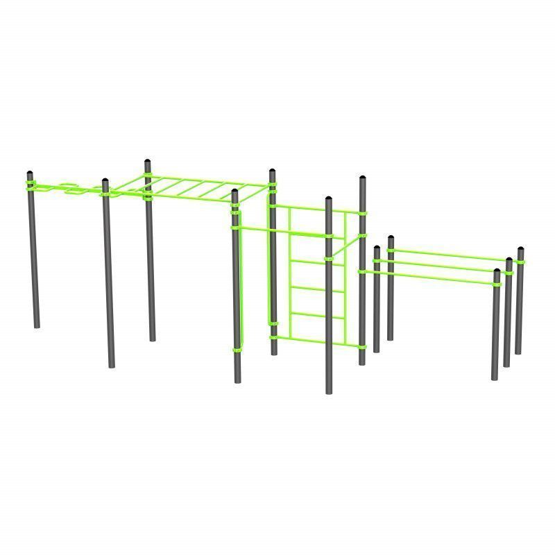 Воркаут (рукоход змеевик и клас., швед стенка, 2 перекладины, брусья двойные)  Pioner A17522