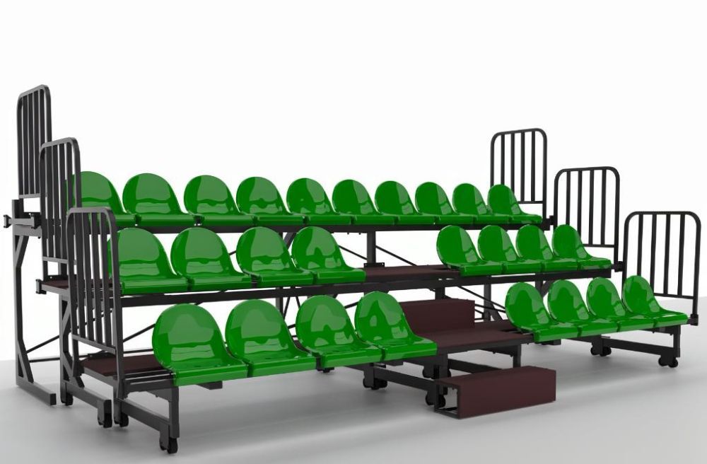 Трибуна трехрядная 26 мест телескопическая с ограждениями Pioner A2506398