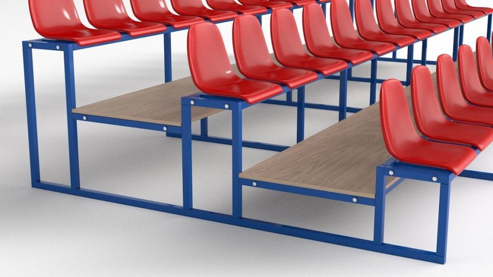 Трибуна с пластиковыми сидениями трехрядная  Pioner A13585