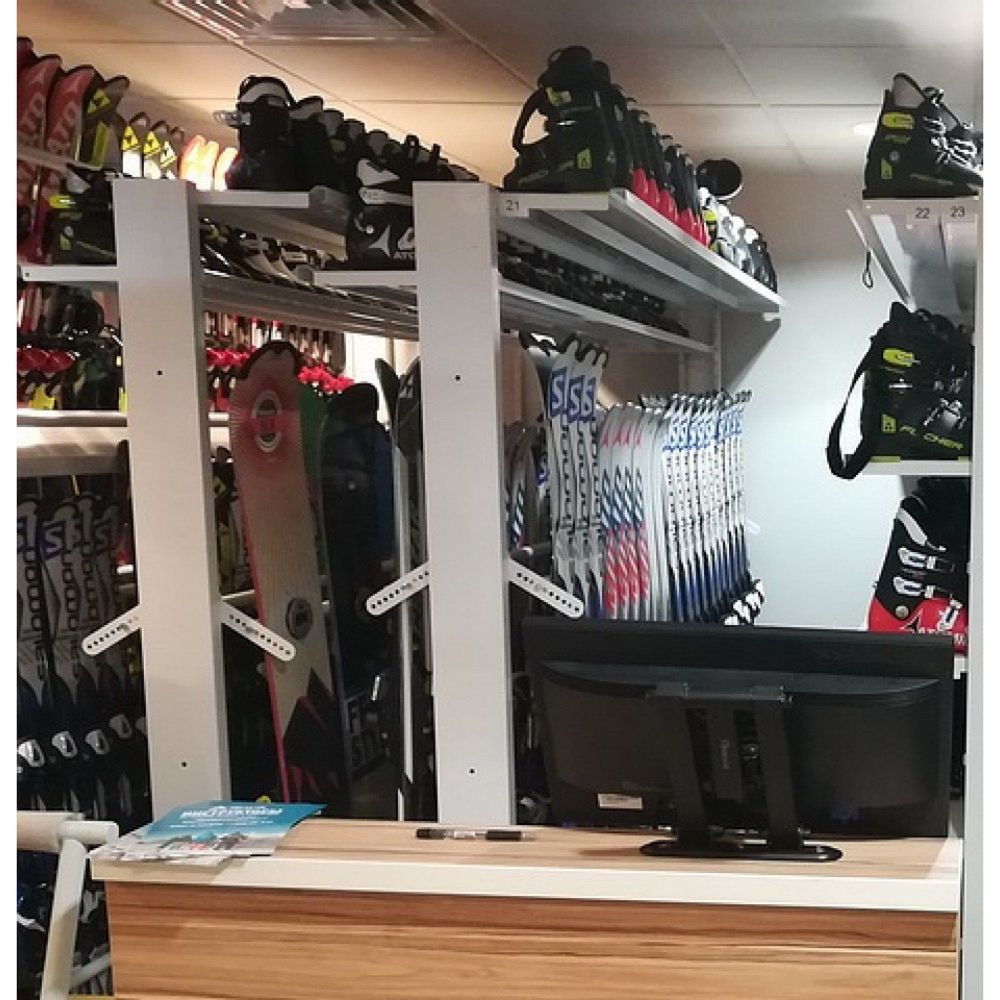 Стеллаж Премиум для горных лыж, односторонний с полкой 219х215х45см  GLPP-17