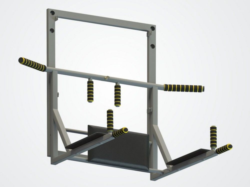 Турник 3 в 1 на раме сварной, серый Pioner A17173
